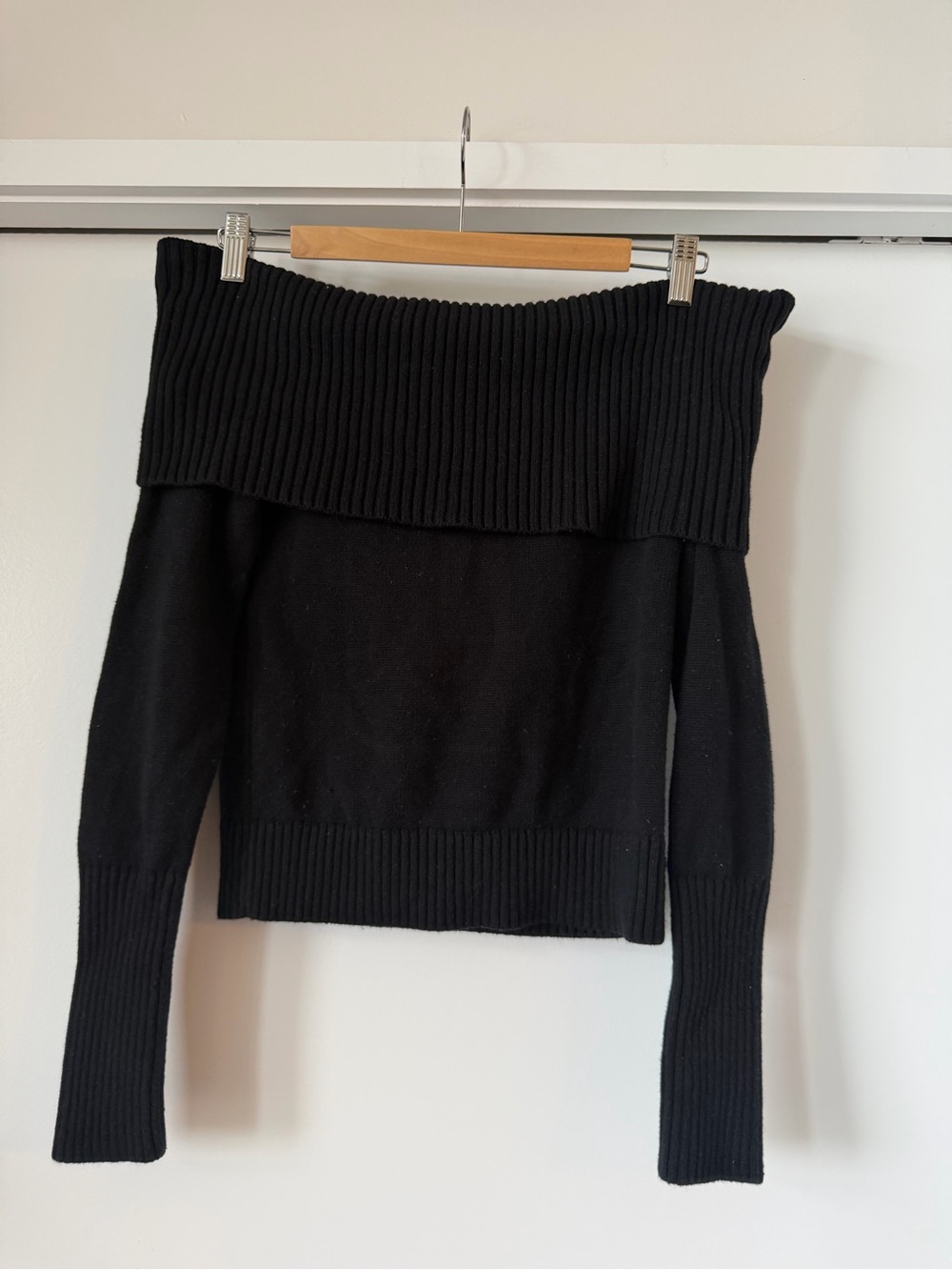 Sunday Best Black Off-Shoulder Ribbed Sweater